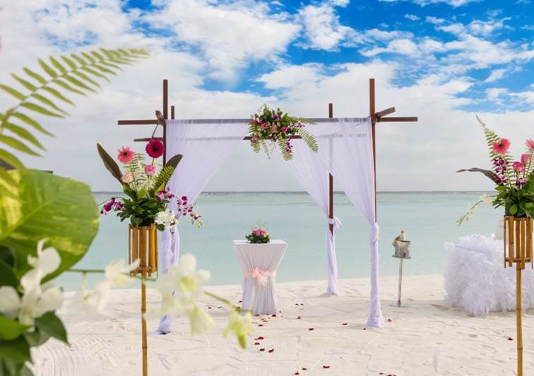 Beach wedding setup at Niyama Private Islands Maldives